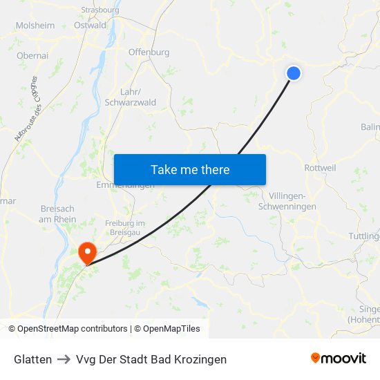 Glatten to Vvg Der Stadt Bad Krozingen map