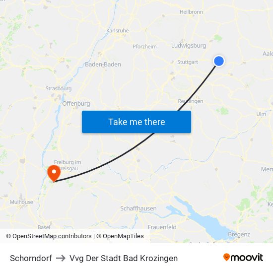 Schorndorf to Vvg Der Stadt Bad Krozingen map