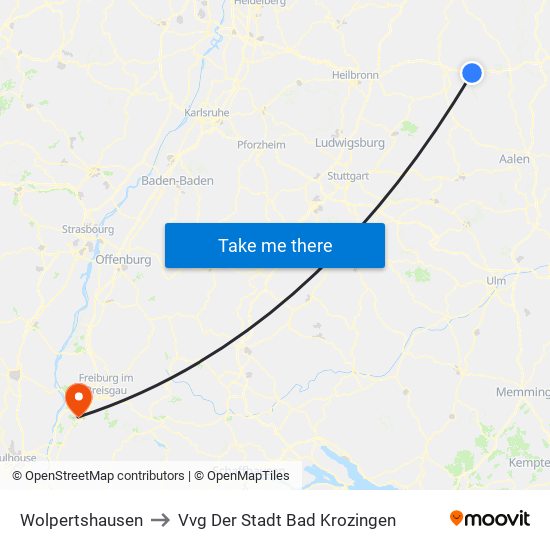 Wolpertshausen to Vvg Der Stadt Bad Krozingen map