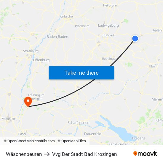 Wäschenbeuren to Vvg Der Stadt Bad Krozingen map