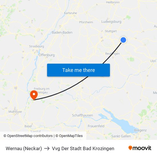 Wernau (Neckar) to Vvg Der Stadt Bad Krozingen map