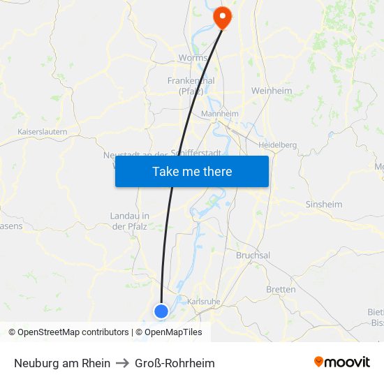 Neuburg am Rhein to Groß-Rohrheim map