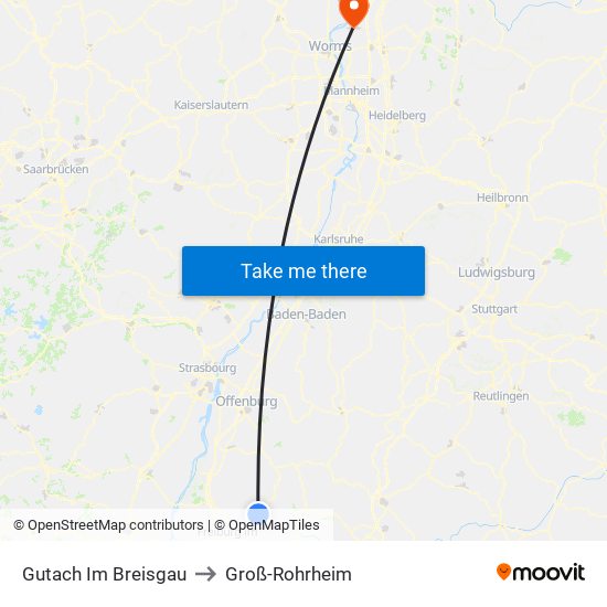 Gutach Im Breisgau to Groß-Rohrheim map