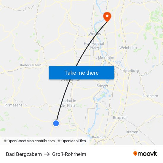 Bad Bergzabern to Groß-Rohrheim map