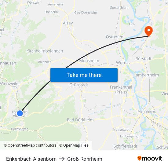 Enkenbach-Alsenborn to Groß-Rohrheim map