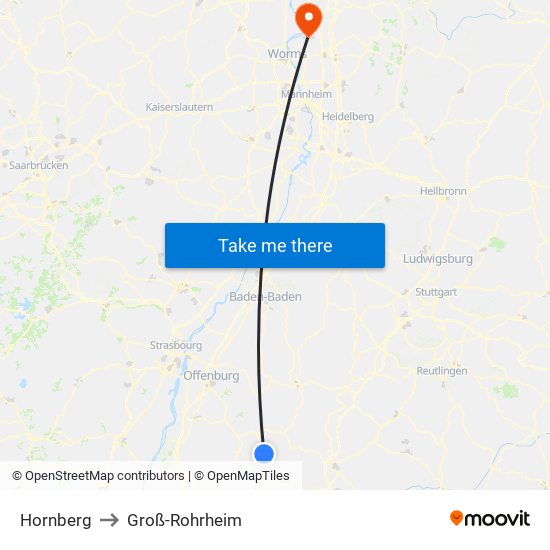 Hornberg to Groß-Rohrheim map