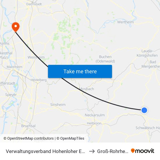 Verwaltungsverband Hohenloher Ebene to Groß-Rohrheim map