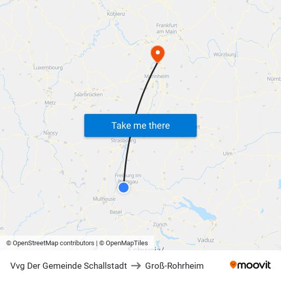 Vvg Der Gemeinde Schallstadt to Groß-Rohrheim map