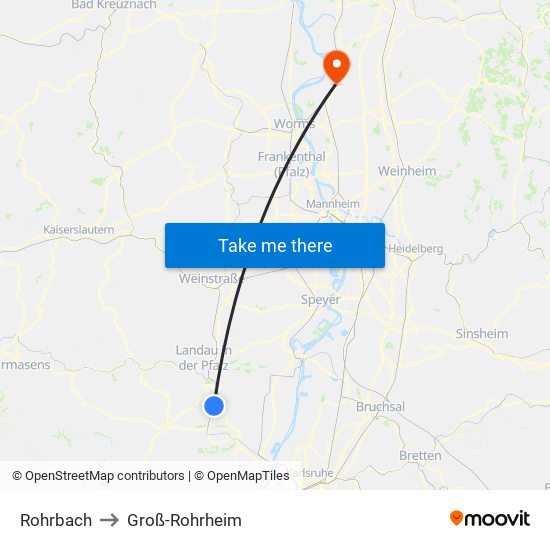 Rohrbach to Groß-Rohrheim map