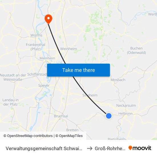 Verwaltungsgemeinschaft Schwaigern to Groß-Rohrheim map