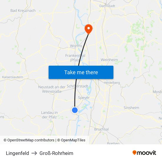 Lingenfeld to Groß-Rohrheim map