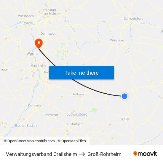 Verwaltungsverband Crailsheim to Groß-Rohrheim map