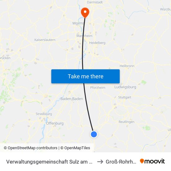 Verwaltungsgemeinschaft Sulz am Neckar to Groß-Rohrheim map
