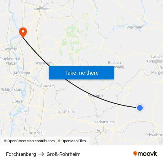 Forchtenberg to Groß-Rohrheim map