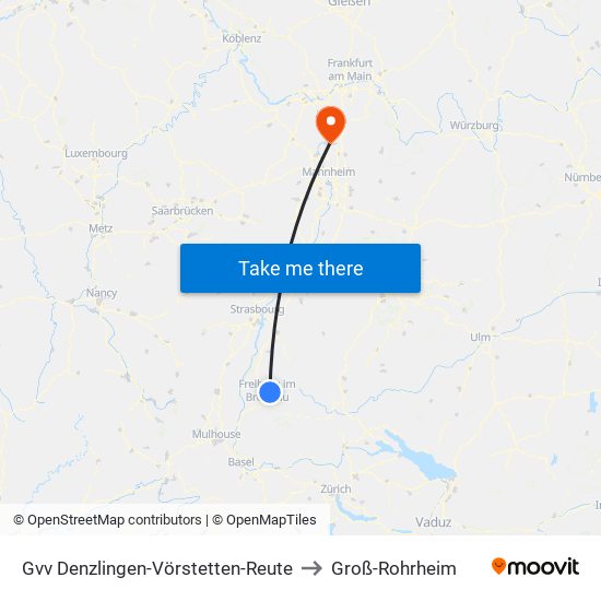 Gvv Denzlingen-Vörstetten-Reute to Groß-Rohrheim map