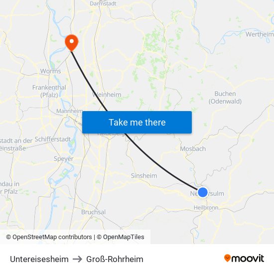 Untereisesheim to Groß-Rohrheim map