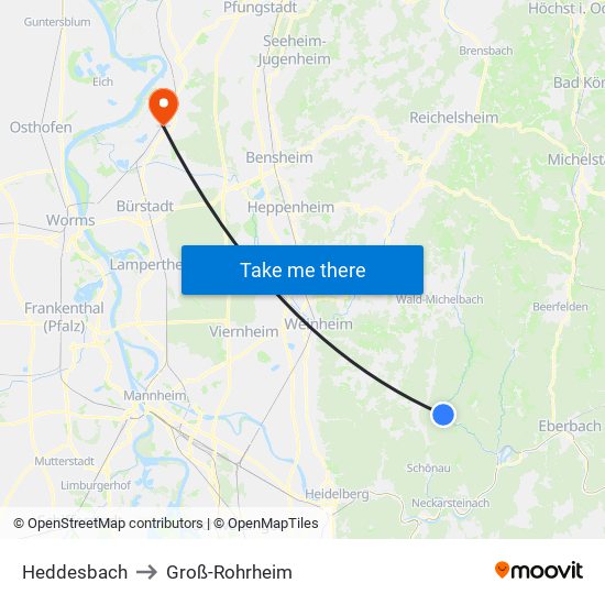 Heddesbach to Groß-Rohrheim map