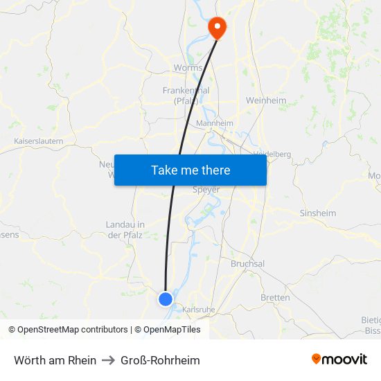 Wörth am Rhein to Groß-Rohrheim map