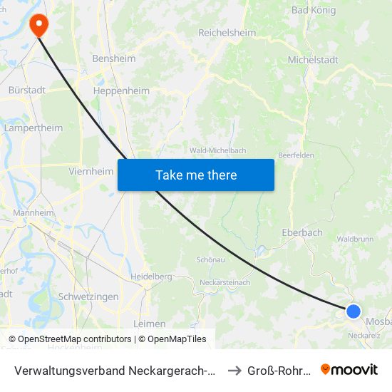 Verwaltungsverband Neckargerach-Waldbrunn to Groß-Rohrheim map