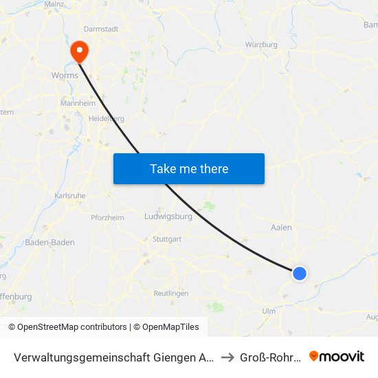 Verwaltungsgemeinschaft Giengen An Der Brenz to Groß-Rohrheim map