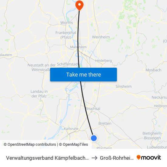 Verwaltungsverband Kämpfelbachtal to Groß-Rohrheim map