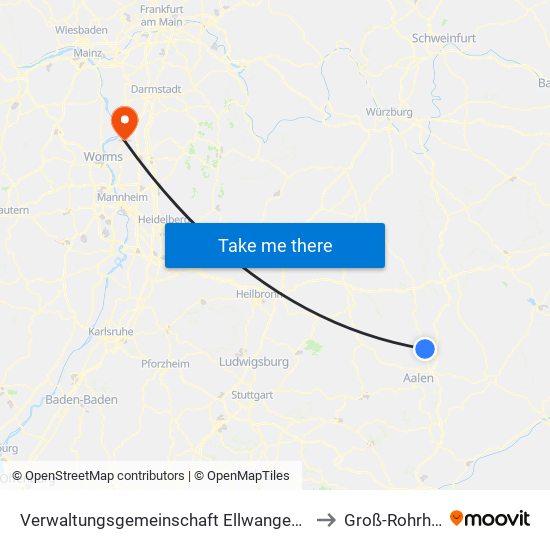 Verwaltungsgemeinschaft Ellwangen (Jagst) to Groß-Rohrheim map