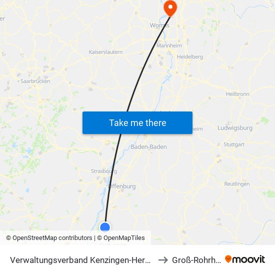 Verwaltungsverband Kenzingen-Herbolzheim to Groß-Rohrheim map