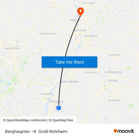 Berghaupten to Groß-Rohrheim map