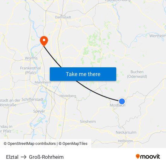 Elztal to Groß-Rohrheim map