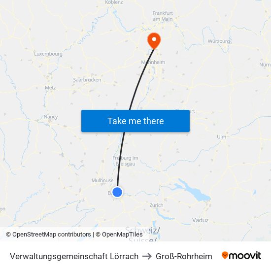 Verwaltungsgemeinschaft Lörrach to Groß-Rohrheim map