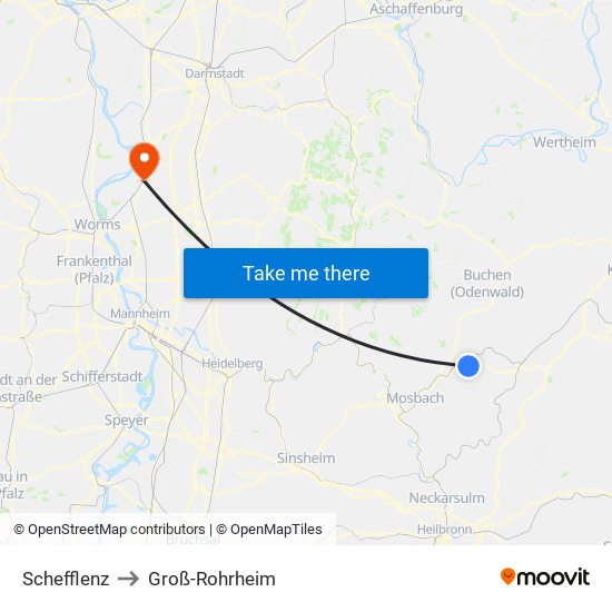 Schefflenz to Groß-Rohrheim map