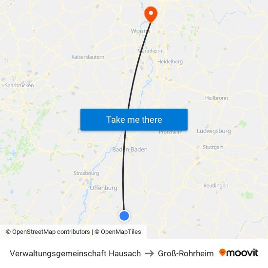 Verwaltungsgemeinschaft Hausach to Groß-Rohrheim map