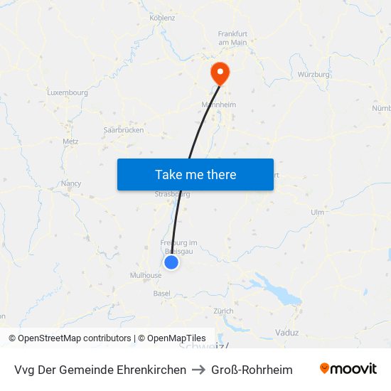 Vvg Der Gemeinde Ehrenkirchen to Groß-Rohrheim map