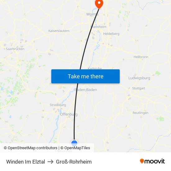 Winden Im Elztal to Groß-Rohrheim map