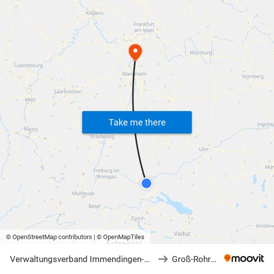 Verwaltungsverband Immendingen-Geisingen to Groß-Rohrheim map