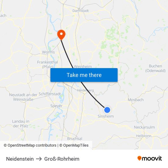 Neidenstein to Groß-Rohrheim map