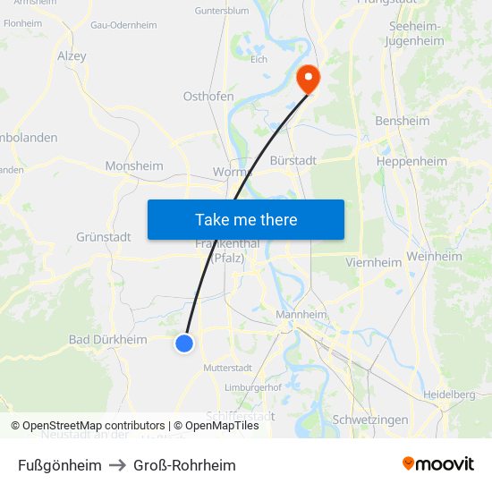 Fußgönheim to Groß-Rohrheim map