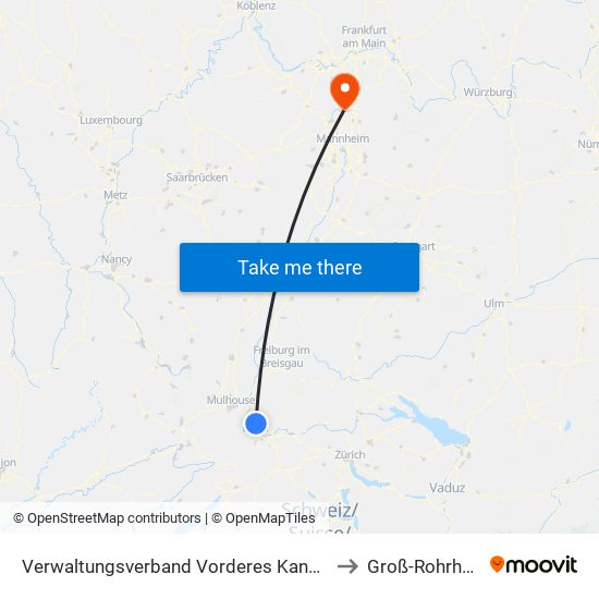 Verwaltungsverband Vorderes Kandertal to Groß-Rohrheim map