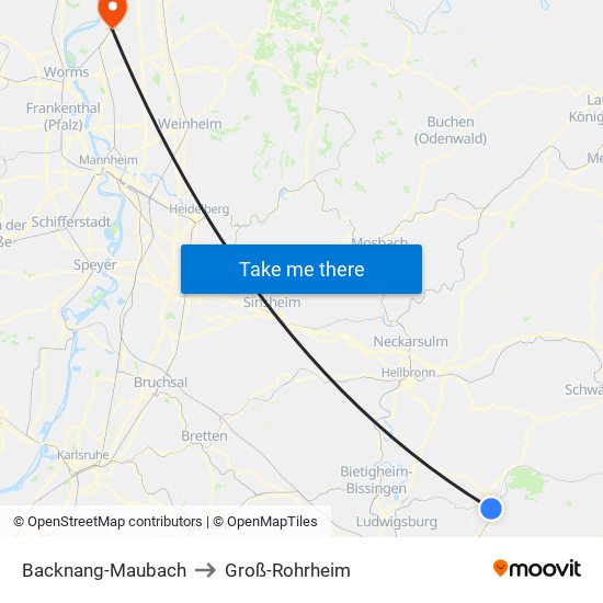Backnang-Maubach to Groß-Rohrheim map