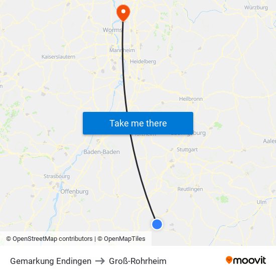 Gemarkung Endingen to Groß-Rohrheim map