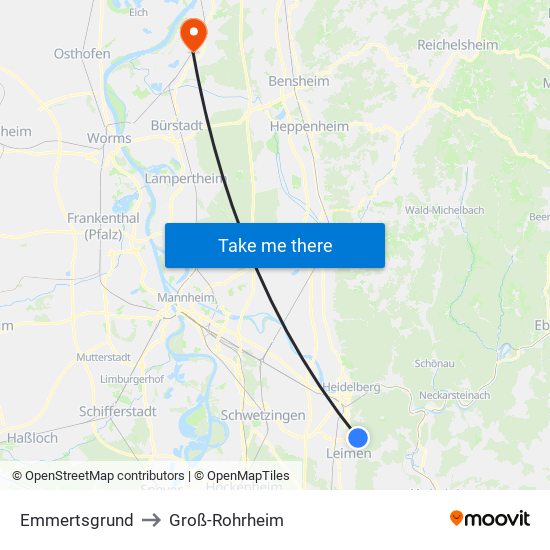 Emmertsgrund to Groß-Rohrheim map