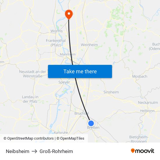 Neibsheim to Groß-Rohrheim map