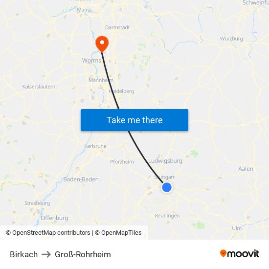 Birkach to Groß-Rohrheim map