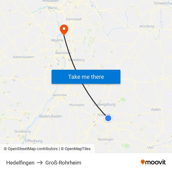 Hedelfingen to Groß-Rohrheim map