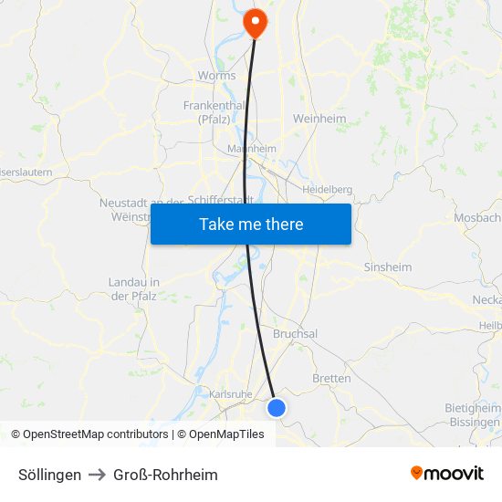 Söllingen to Groß-Rohrheim map