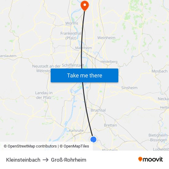 Kleinsteinbach to Groß-Rohrheim map