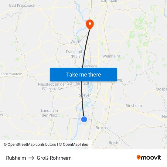 Rußheim to Groß-Rohrheim map