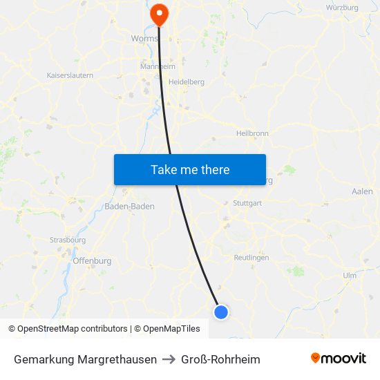 Gemarkung Margrethausen to Groß-Rohrheim map