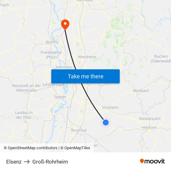 Elsenz to Groß-Rohrheim map