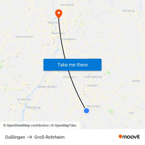 Dußlingen to Groß-Rohrheim map